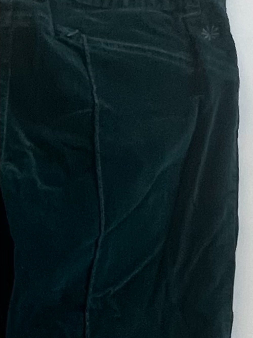 Vintage Athleta Velvet Wide Leg Pants Green Velour High Rise Stretch Yoga 31 - Picture 2 of 10